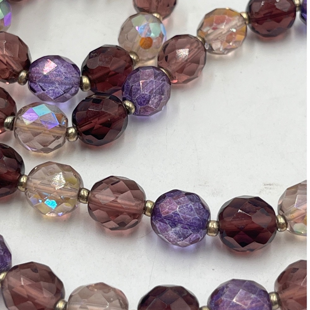Joan Rivers Purple Aurora Borealis Faceted Crystal Beaded 32"‎ GoldTone Necklace